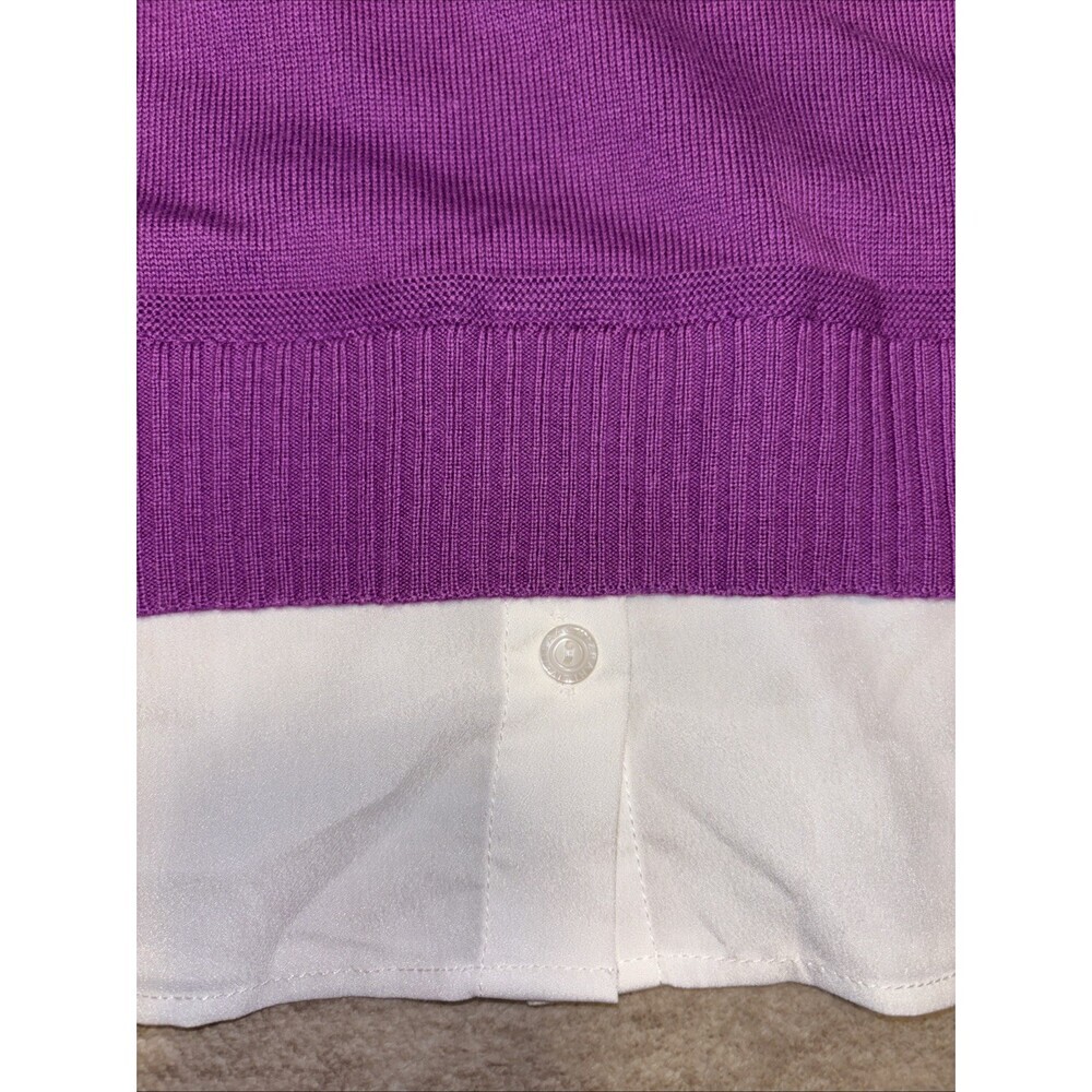 XL New Isaac Mizrahi Live Purple Sweater underlay WHITE shirt NEW Stretch - Picture 4 of 10